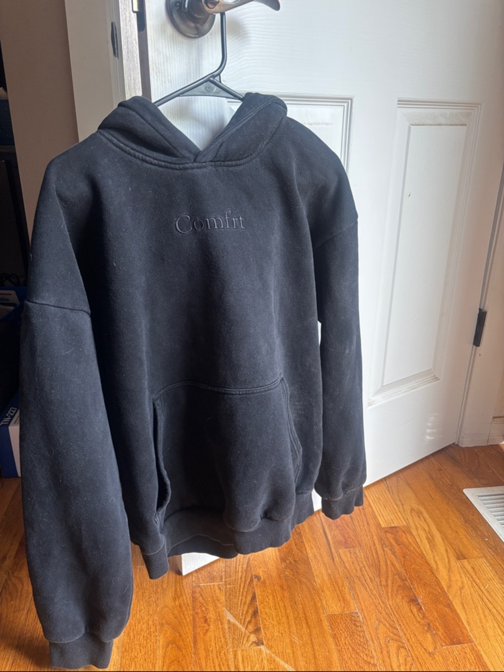 Comfort Colors Black Pullover Hoodie with Embroidered Logo